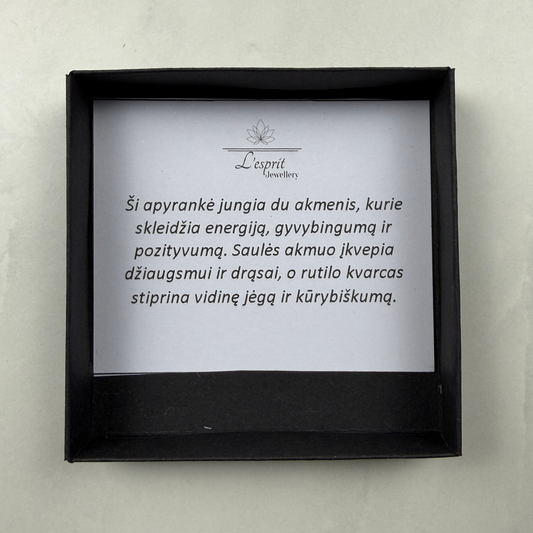 Saulės akmens ir Rutilo Kvarco apyrankė