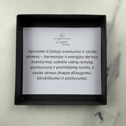 Aventurinas ir Saulės akmuo apyrankė
