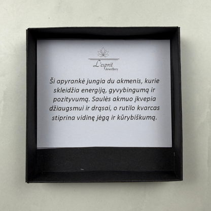 Saulės akmens ir Rutilo Kvarco apyrankė